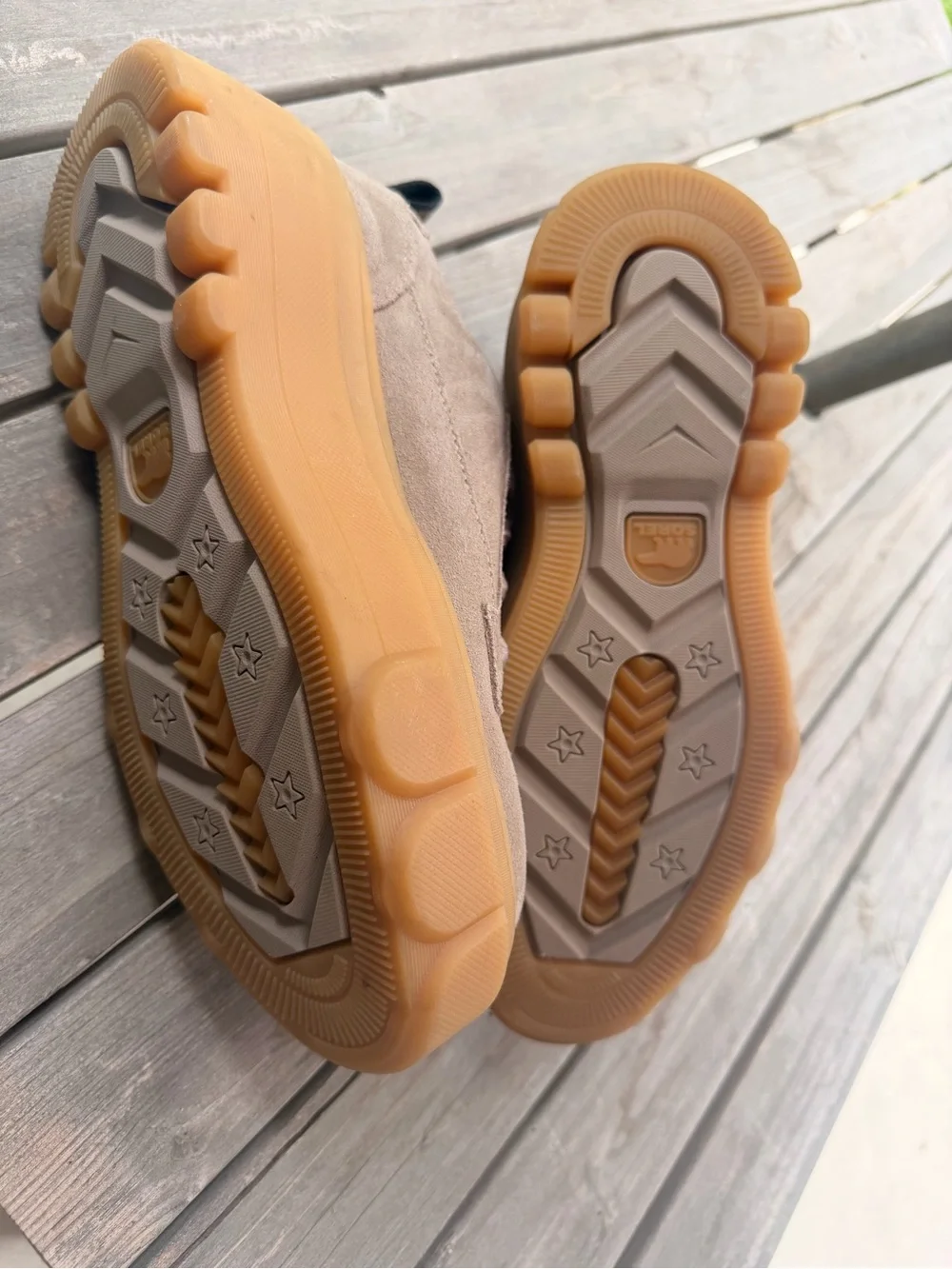 Sorel Women's Suede Sneakers in Taupe with Gum Sole